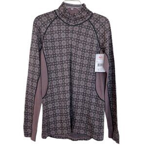 Kari Traa Base Layer Womens Size XL 1/4 Zip Pink Nordic Fair Aisle Snowflakes